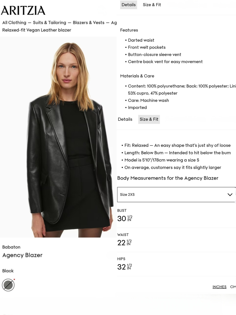 Aritzia Babaton Black Faux Leather Agency Blazer Jacket - Picture 15 of 16